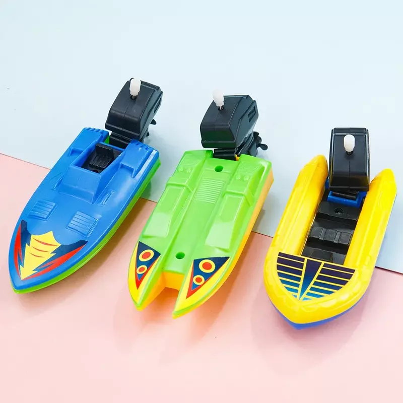 1 buah mainan mesin jam kapal cepat mainan kapal angin apung di air mainan anak-anak bak mandi klasik mainan mandi untuk anak-anak mainan anak laki-laki