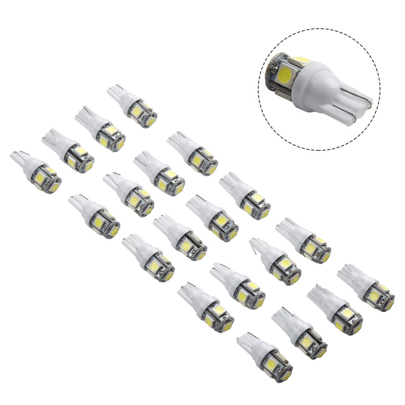 T10 Car Lights 5050 5-SMD White License Plate Interior Reading 6000K Anti-vibration Replacement Practical Durable