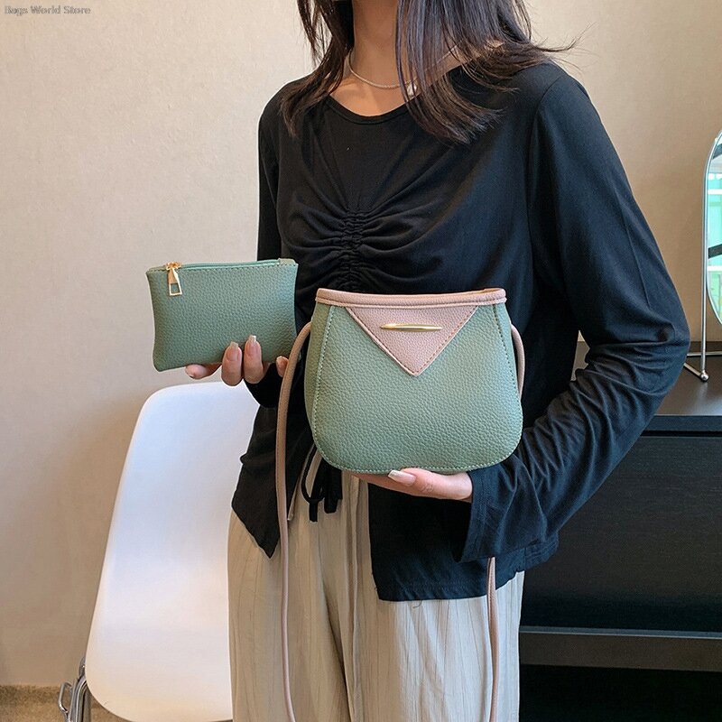New Retro Women's One Shoulder Mother Bag Colored Soft Leather Bucket Bag