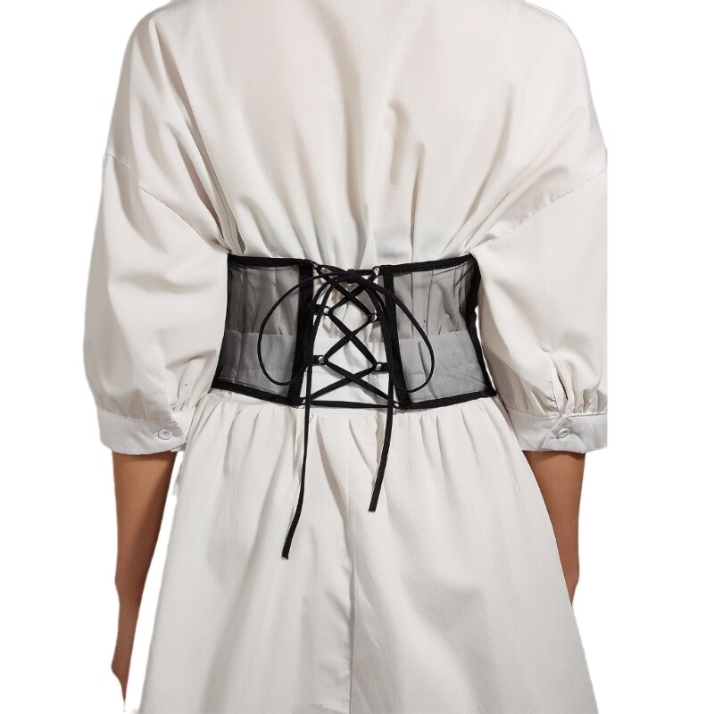 95AB Женское повседневное платье-рубашка Корсет на талии Сетчатый корсет для женского нижнего белья Корсет