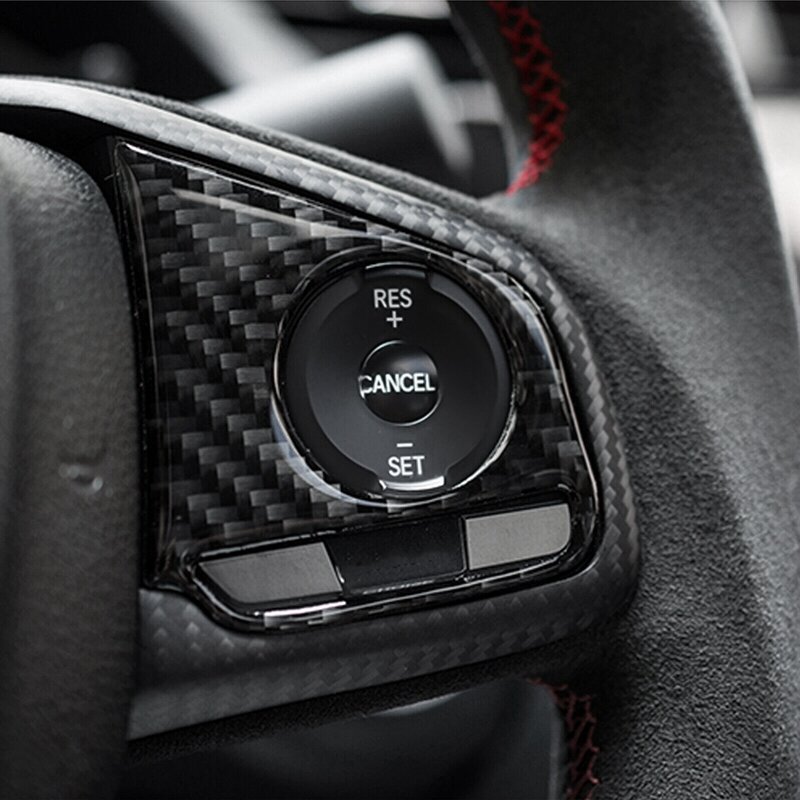 Carbon Fiber Inner Steering Wheel Switch Cover, Trim para Honda Civic 2016-21, Peças de reposição, Acessórios, 2pcs