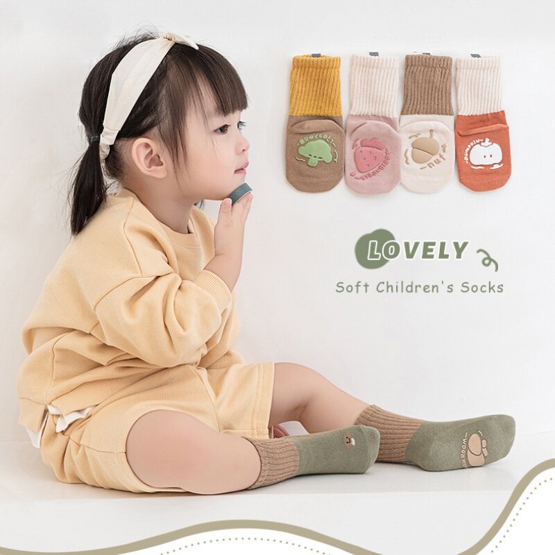 Новинка 2023, весенние детские носки для пола, милые мягкие носки с мультяшным рисунком для мальчиков и девочек, нескользящие носки для малышей