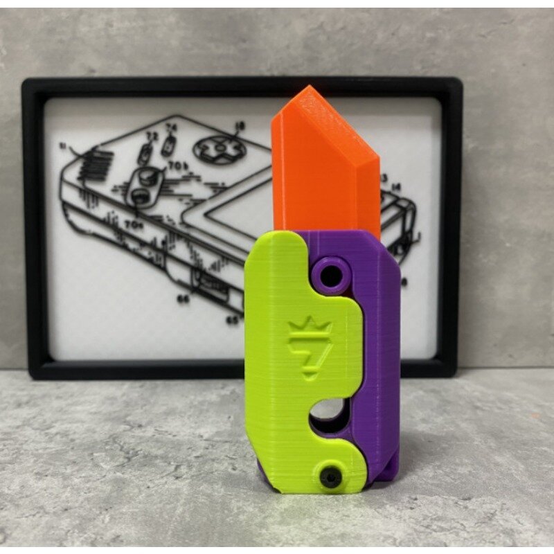 Stampa 3D Gravity Knife Cub Jumping Small ravanello Knife Mini Model Pendant Push Card Decompression Toy Mini Butterfly Knife