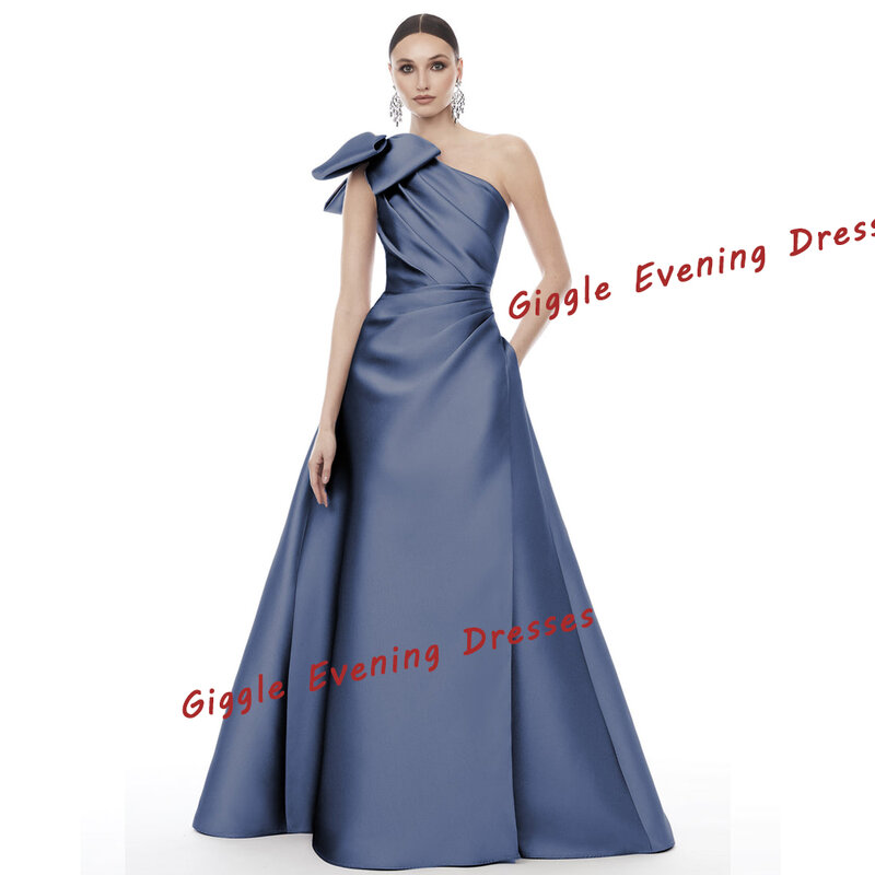 Giggle Satin A-line One-shoulder Ruffle Formal Elegant Prom Gown Floor Length luxury Evening Pretty Party Dresses for Women 2024