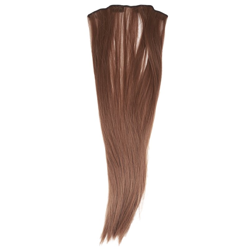 Wig khusus wanita, rambut palsu halus lurus dengan klip rambut pendek setiap Set 16 klip coklat muda 24 inci