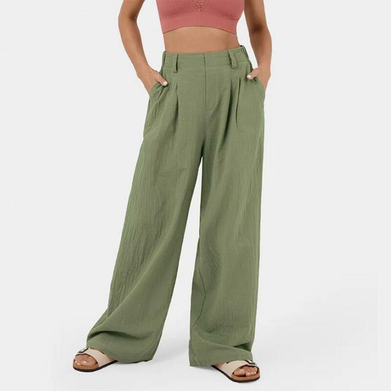 Wide-leg Pants Comfortable High Waist Wide Leg Women's Pants Soft Breathable Loose Fit Trousers For Wear Solid Color Full Length