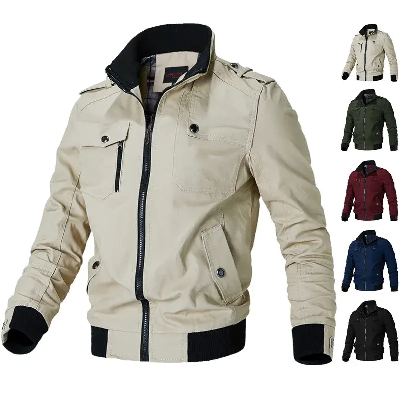 Куртка-бомбер мужская повседневная, модная ветровка, пальто, облегающая верхняя одежда с воротником-стойкой, весна-осень 2023
