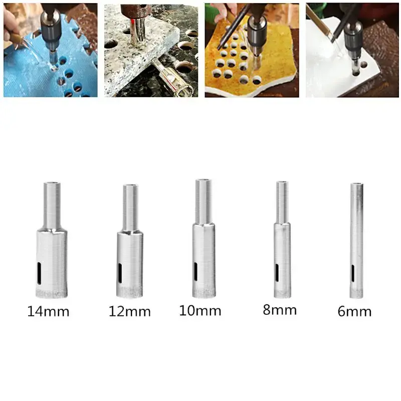 5-teiliges Diamant-Lochsägen-Bohrwerkzeug für Keramik, Porzellan, Glas, Marmor, 6–14 mm/5–12 mm