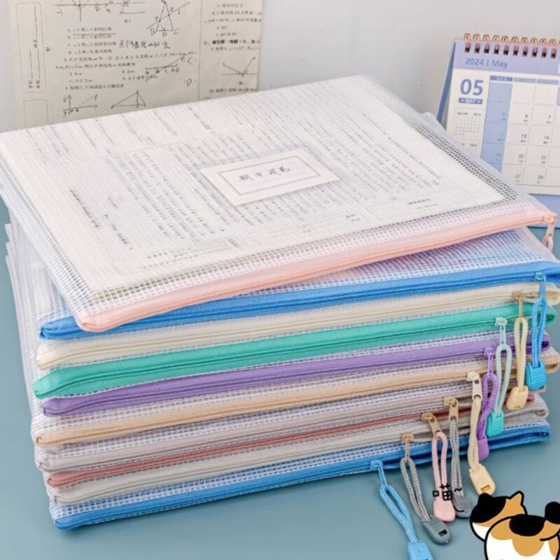 5/10/20Pcs Transparent File Bags PVC File Wallet Waterproof File Folder Zipper Documents Storage Bag for Student Dropship