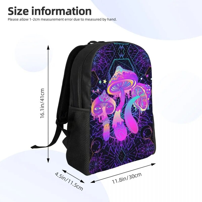 Mochila Trippy Mushrooms Laptop, mochila básica para estudante universitário, sacos psicodélicos mágicos para mulheres e homens