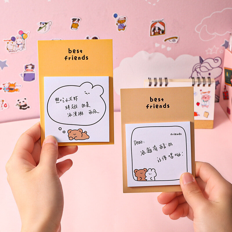 30 arkuszy Kawaii Cartoon zwierząt kartki samoprzylepne notatniki papiernicze naklejki papierowe samoprzylepne karteczki na wiadomości szkolne biuro Accessori