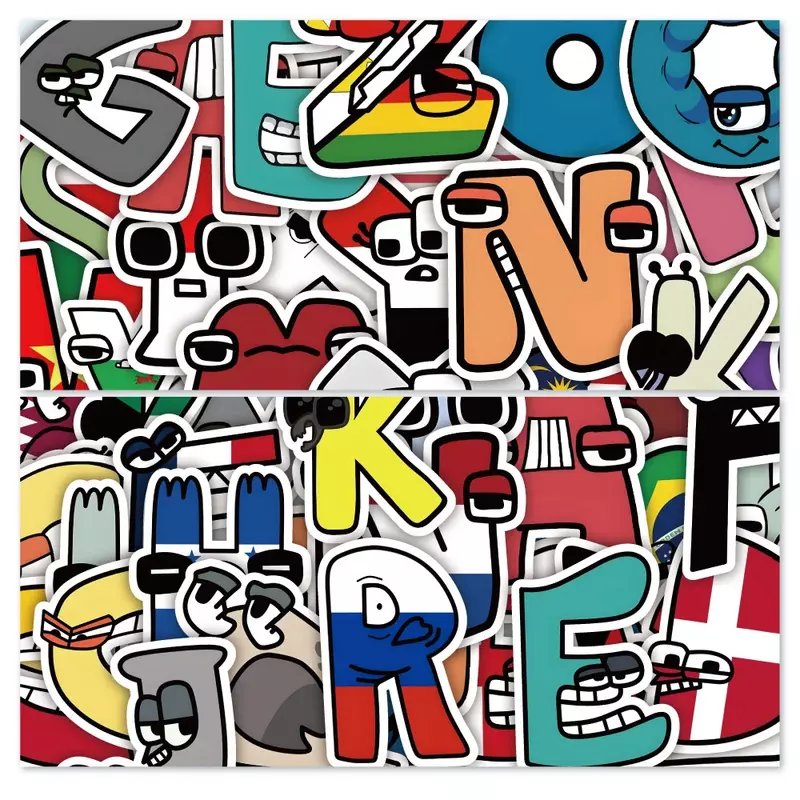 Cartoon Alphabet Lore Graffiti adesivo para crianças, decalque impermeável, geladeira decoração, presente para laptop, atacado, bonito, 10 pcs, 30 pcs, 50pcs