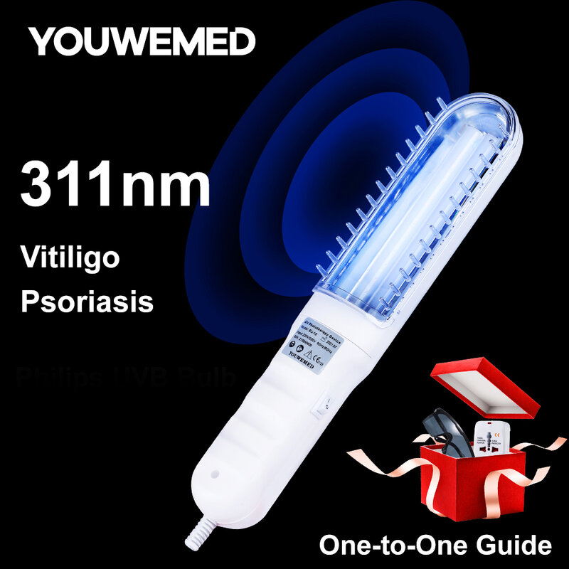 Youwreat 311nm instrumen fototerapi Ultraviolet, gunakan lampu UV Philips UVB untuk Vitiligo, Psoriasis penyakit kulit bintik putih