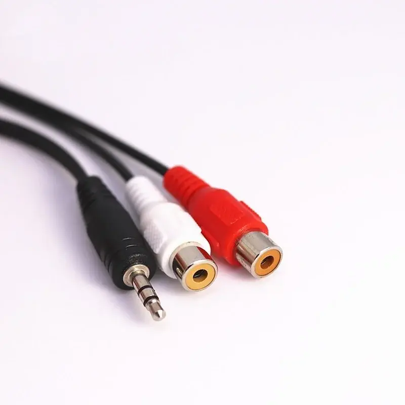 Cable auxiliar de cobre de 3,5mm, conector macho de 3,5 Mm a 2 RCA AV hembra, Cable de Audio estéreo de música