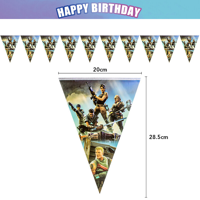 Boys Favor Game Birthday Party Decoration Baby Shower Happy Birthday Flag Game Tablecloth Cake Topper Thanks Gift Bag Tableware