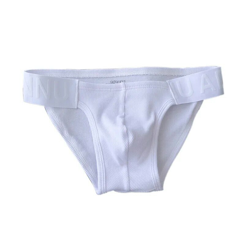 Pantalones cortos de algodón con rosca para hombre, bolsa en U tridimensional, transpirable, horquilla alta, color sólido