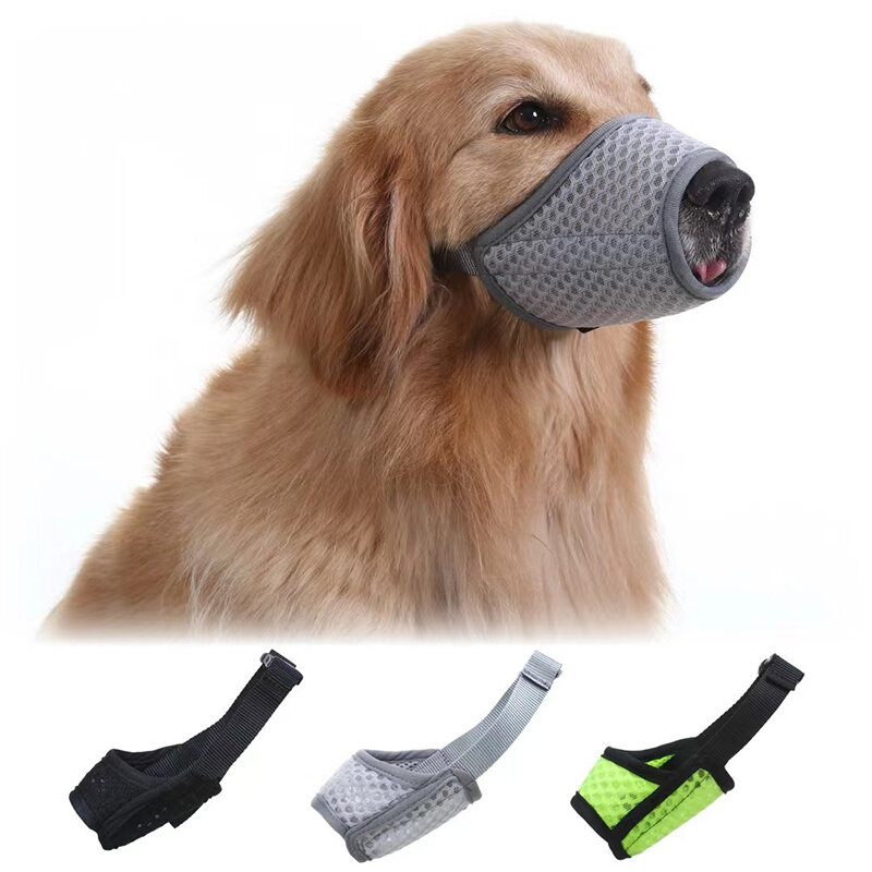 Bozal de nailon suave para perro grande, malla de aire transpirable, lazo ajustable para mascotas