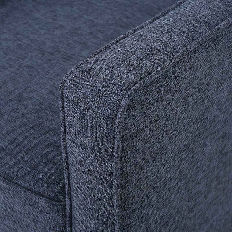 Современное тканевое кресло с откидывающейся спинкой, темно-синего цвета