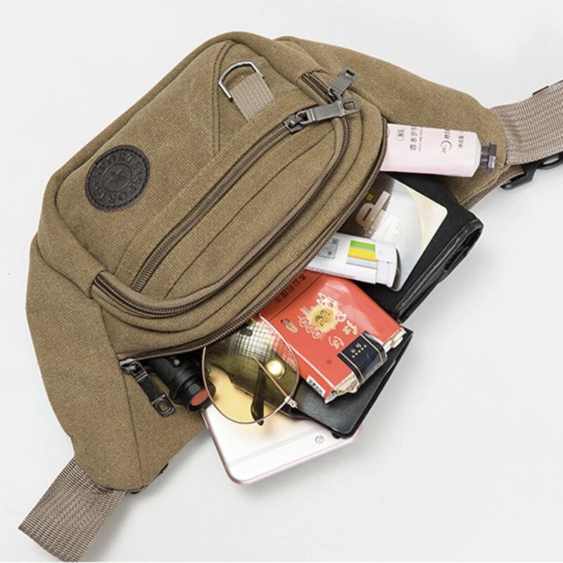 男性と女性のための多機能キャンバスバッグ,ユニセックスの盗難防止トラベルバッグ,チェストバッグ