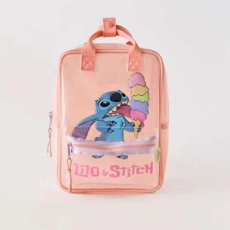 Disney-escola mochila com disney cartoon stitch, transparente rosa lantejoulas saco, para jardim de infância, para meninas, presente de aniversário, novo