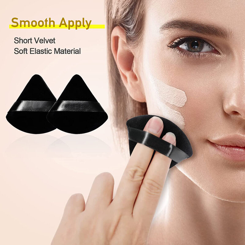 6 pçs veludo triângulo pó sopro compõem esponjas para rosto olhos contorno sombra selo cosméticos fundação maquiagem ferramenta