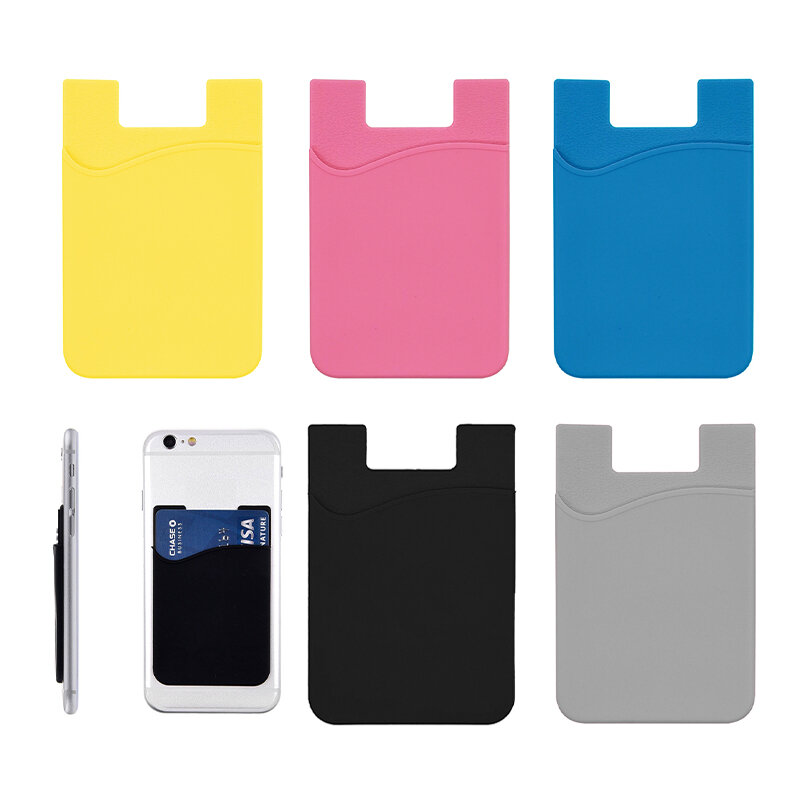 Silicone Phone Card Holder Wallet Case Phone Wallet Stick On Credit Card Holder Phone Pocket For Almost All Cell Phone