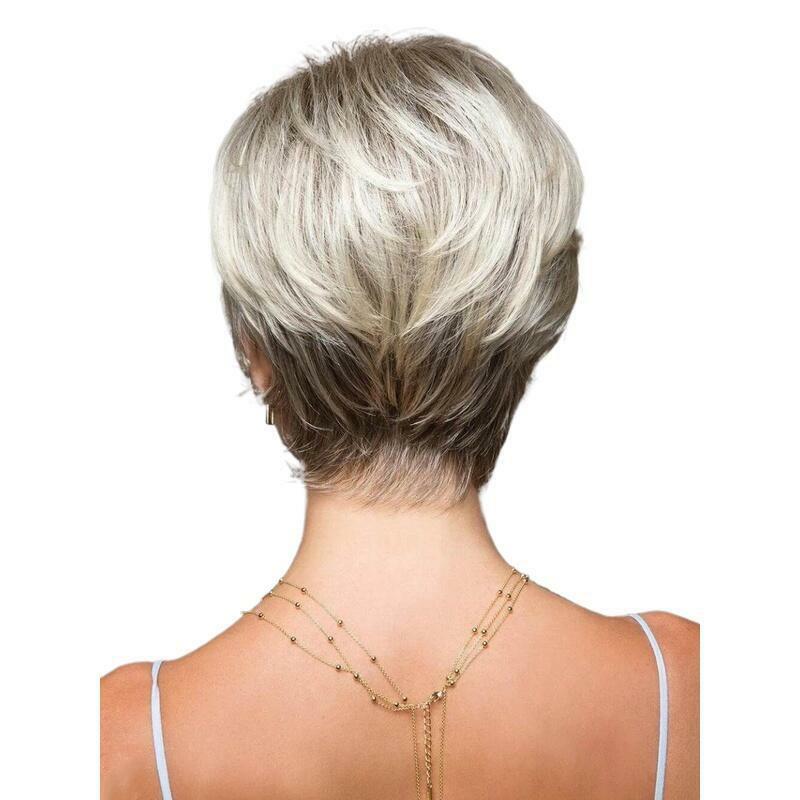 Women Short Hair Wig pixie Cut Fluffy Natural Synthetic Hair Bangs Cosplay Full Wig with bangs
