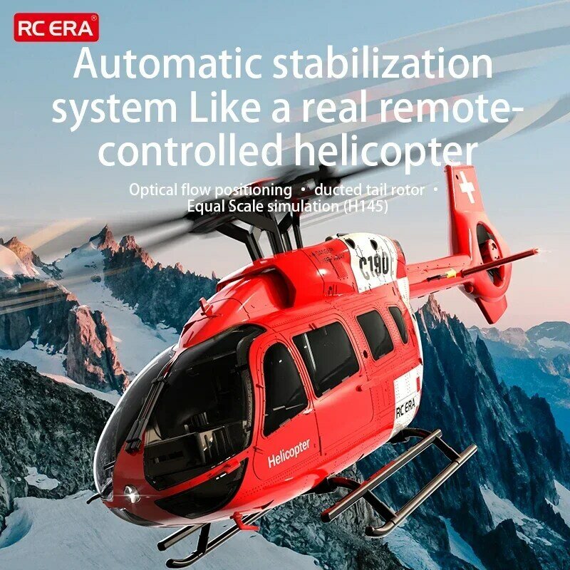 Rcera 원격 제어 헬리콥터 C190 듀얼 브러시리스 6 채널 싱글 로터 에일러론 프리 테일 덕트 시뮬레이션 H145 카메라