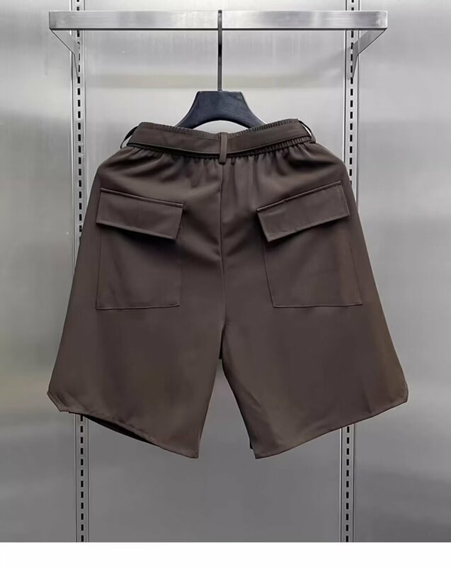 Calção de carga masculino multi-bolsos, shorts casuais soltos, marca de moda americana, novo verão, 2024