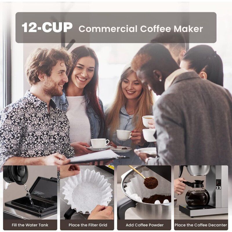 เครื่องชงกาแฟแบบหยดสำหรับการค้าเครื่องทำกาแฟพร้อมเครื่องชงแก้ว2ขวดและเครื่องอุ่นกาแฟโรงอาหารสแตนเลส