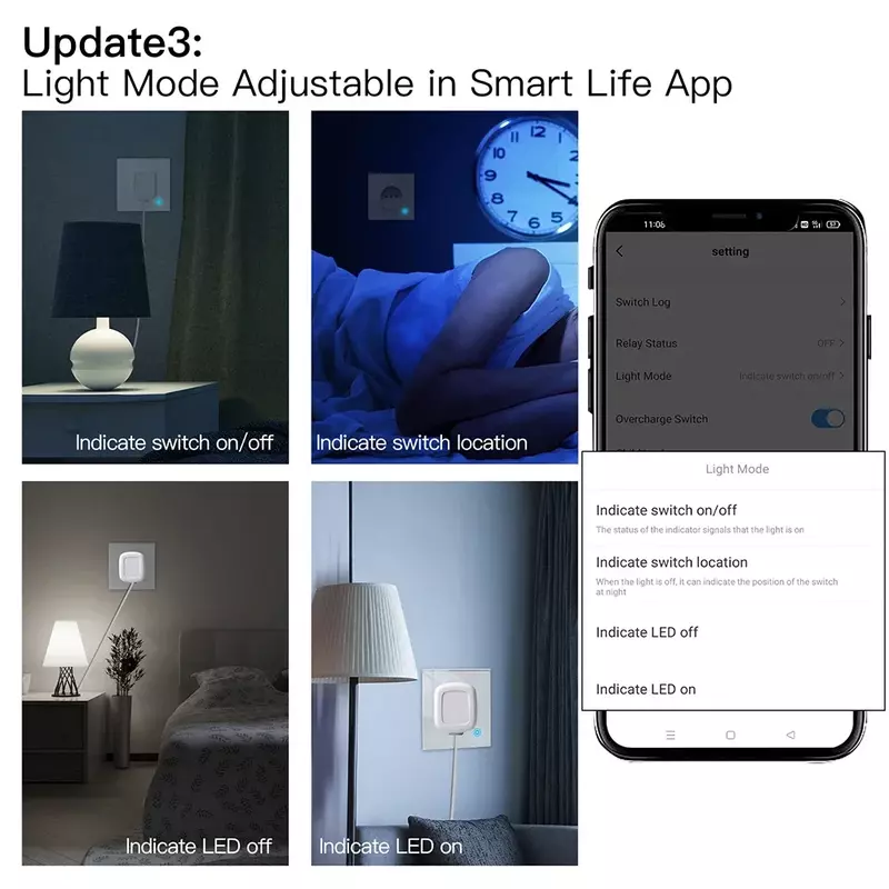 WiFi Tuya Smart 16a prise panneau de verre sortie moniteur de puissance prise tactile état du relais Mode lumière réglable Smart Life App Alexa