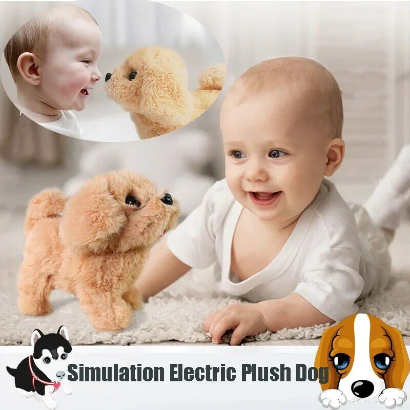 18cm simulação elétrica filhote de cachorro brinquedos de pelúcia interativo bonito cachorro robô engraçado balançando brinquedo para crianças aniversário presente natal
