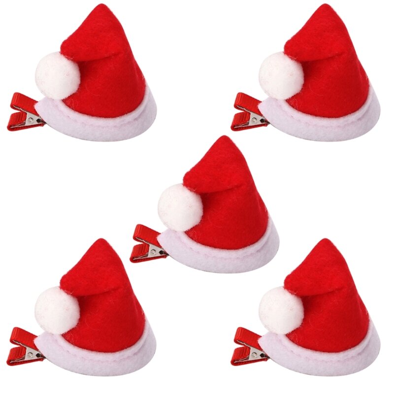 Sombrero lentejuelas para fiesta navideña, pinza para tocado Feliz Navidad, sombrero Papá Noel, horquilla para