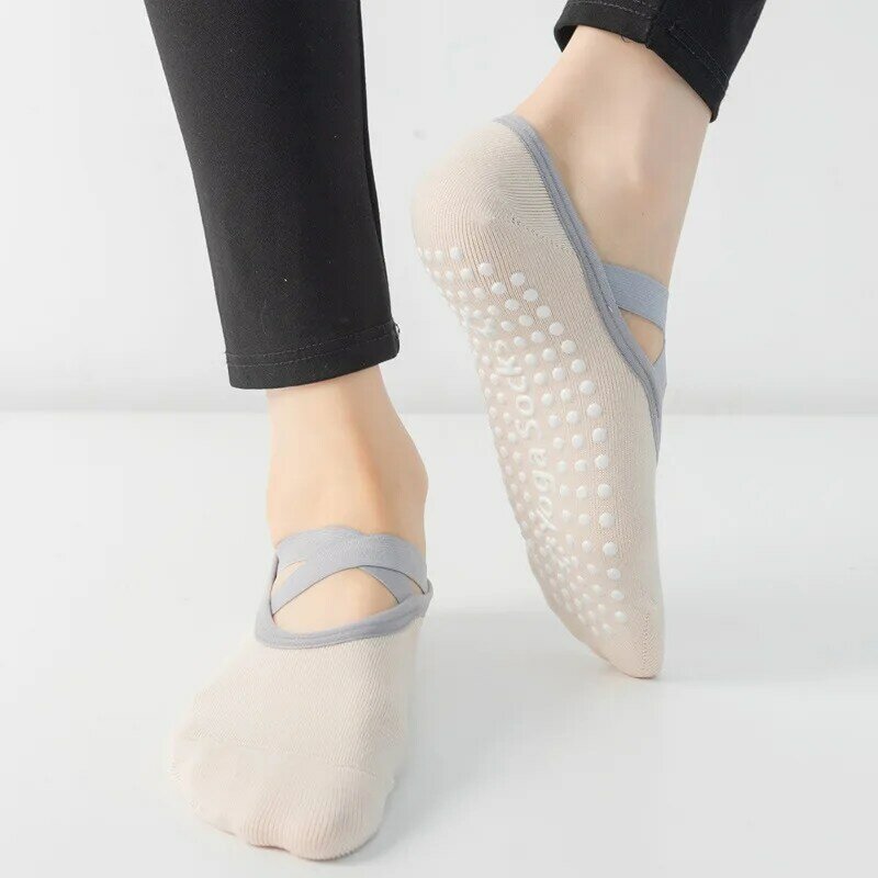Frauen Bandage Yoga Socken PVC Silikon Anti-Slip Quick-Dry Damen Ballett Dance Baumwolle Sport Fitness Pilates Socken für Gym
