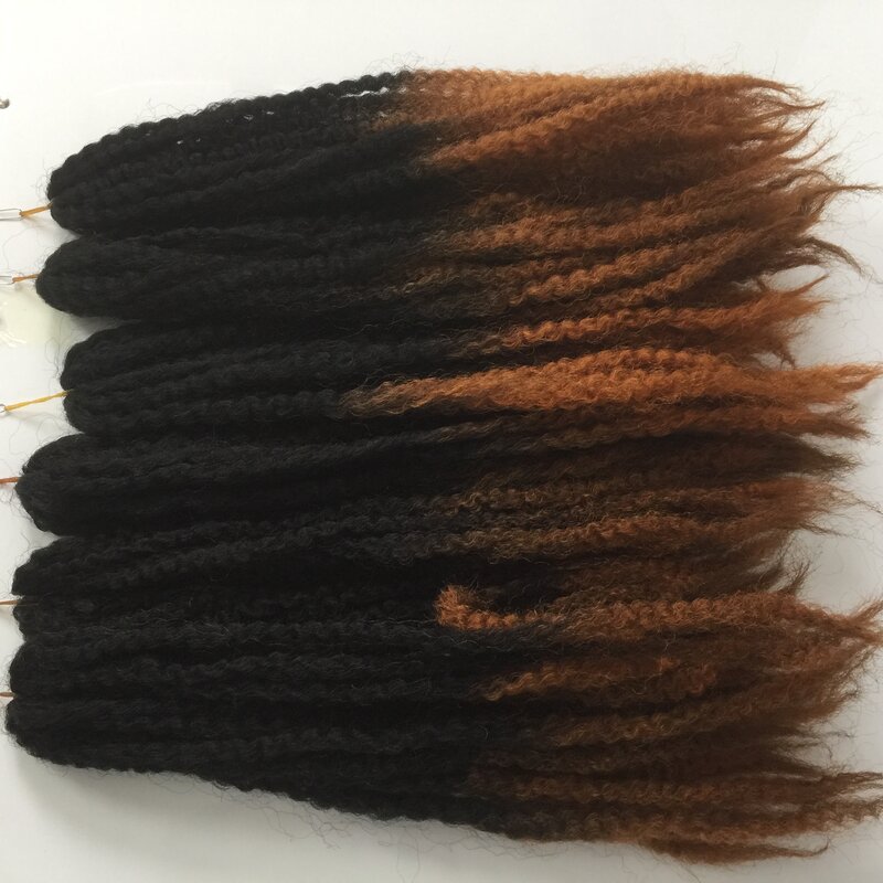 10 Packs Two Tone Ombre Color Black Orange Marley Braids Synthetic Hair Extensions for Black Woman