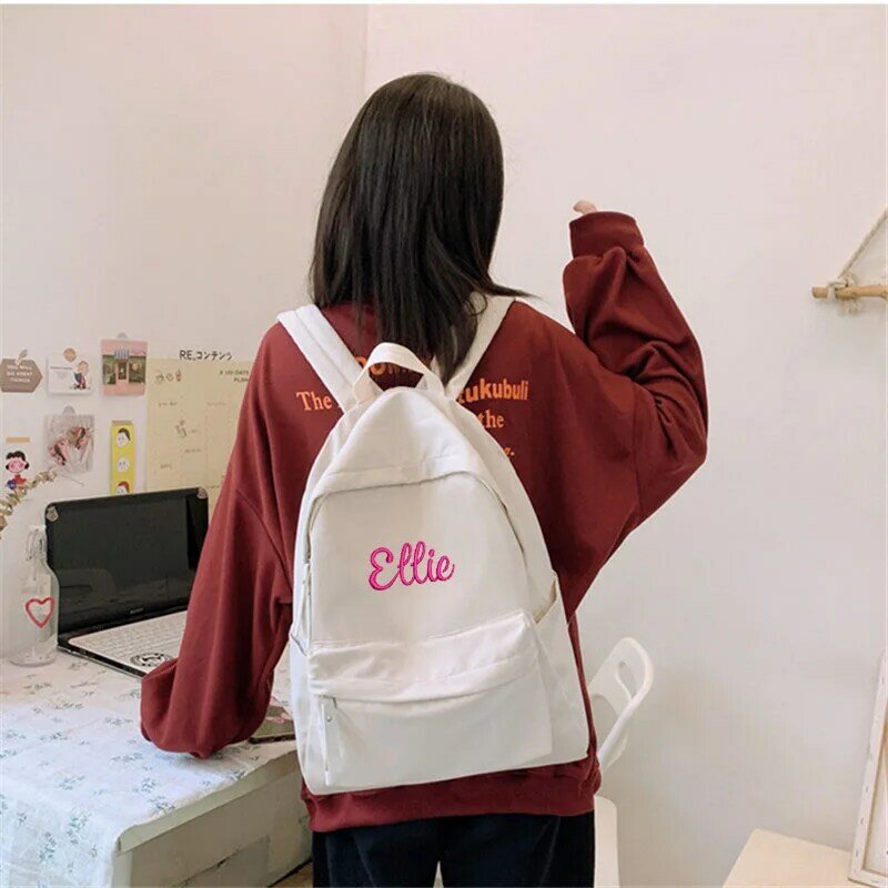 Personalized Embroidery Backpack, Minimalist Back to School Travel Work Backpack Unisex Daily Backpack Weekender Backpack Bag
