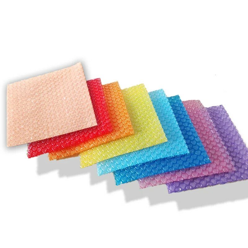 10x10cm Colored Bubble Mailer Heart Bubble Packaging Bags Open Top Protective Film For Small Items
