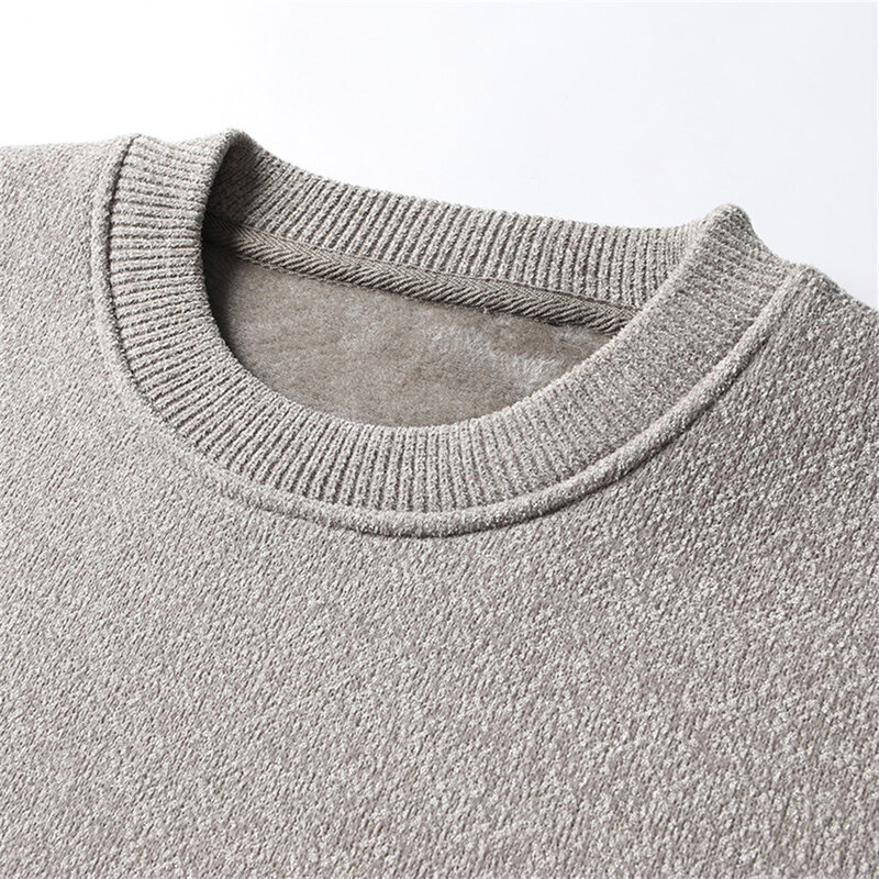 Fashion Men's Sweater Autumn Winter Solid Color Knit Pullover Round Collar Comfortable Long Sleeve Wool Men's Casual sweater