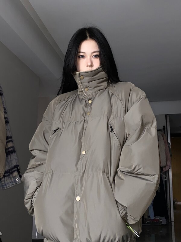 Einfarbige Basic Warm Down Jacken Frauen Winter High Neck verdickt bequeme hochwertige Mantel wind dichten Mantel