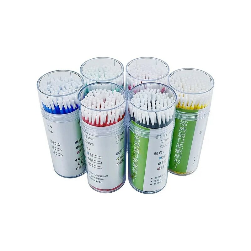 100 pz/bottiglia dentale usa e getta Micro pennelli applicatori estensione pulizia pieghevole Odontologia Microblade strumento di pulizia del trucco