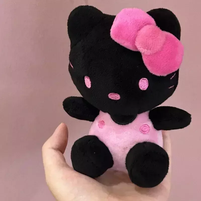 Kawaii Black Skin Hello Kittys Plush Doll Keychain Cute Girl Cartoon Backpack Hanger Decoration Christmas Holiday Gift