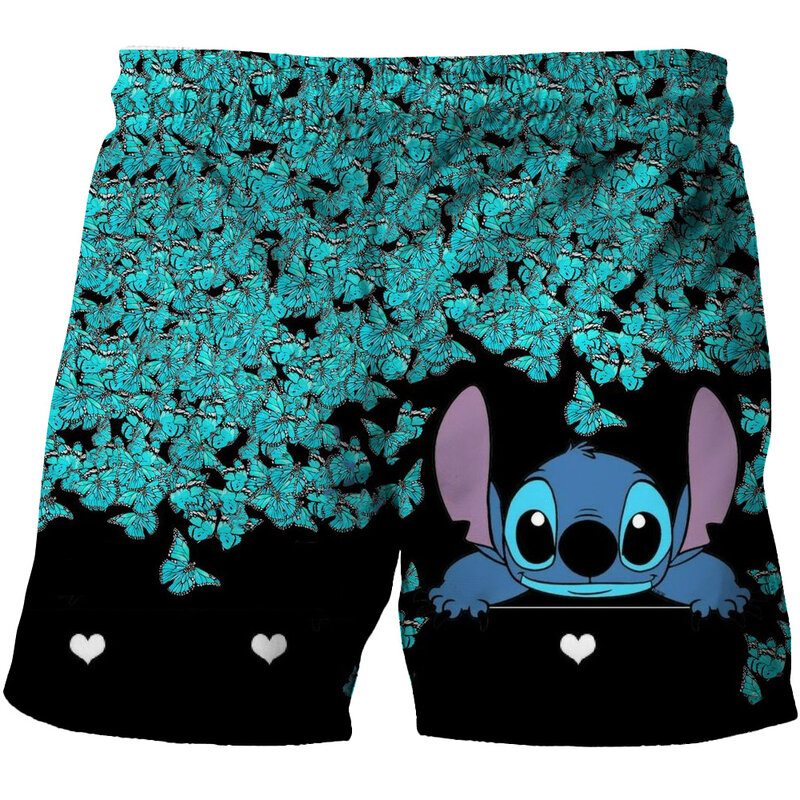 Disney stitch impresso praia shorts para menino, diversão t-shirts para bebê