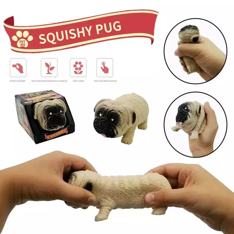 1pcs Pugs bounce off random made-up toys. Release stress animal toys for children's birthday Christmas gifts