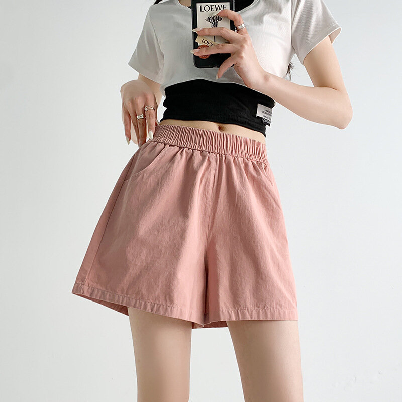 Pure Cotton Summer Thin Shorts Women Out Wear Korean Sports Shorts Wide Leg Pants Short Femme Trend
