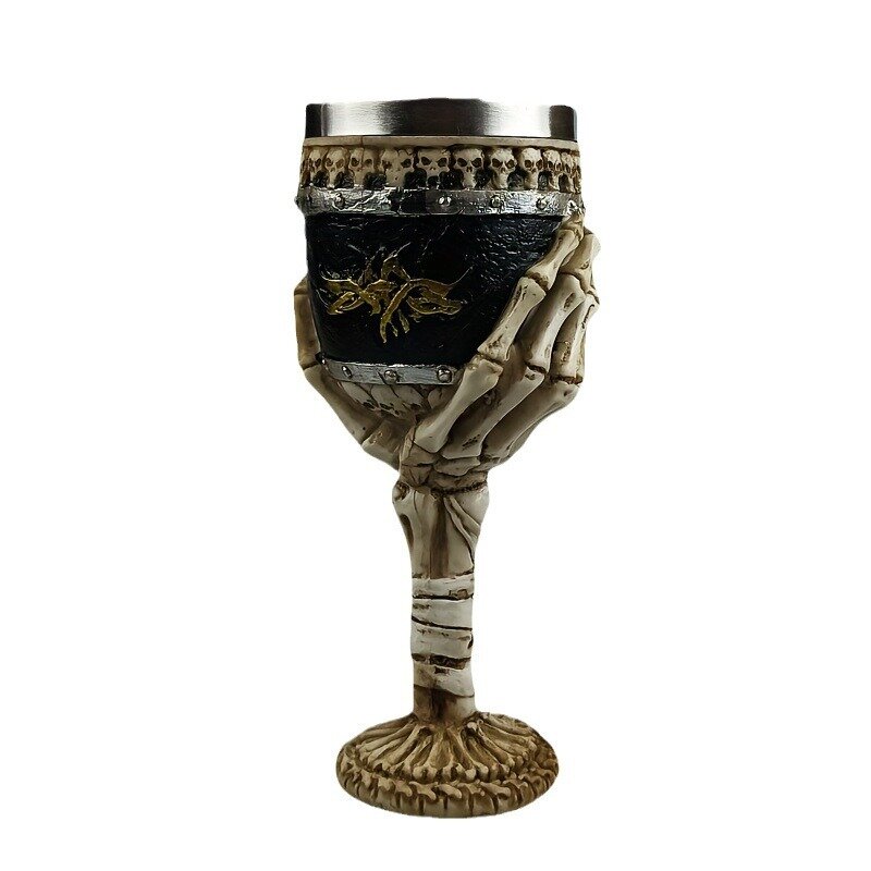 Middeleeuwse Mok Zilver Zijden Patroon Wijn Cup 3d Gotische Sculptuur Bier Mokken Brumate Bokaal Hars Koffiekopje Roestvrijstalen Mokken
