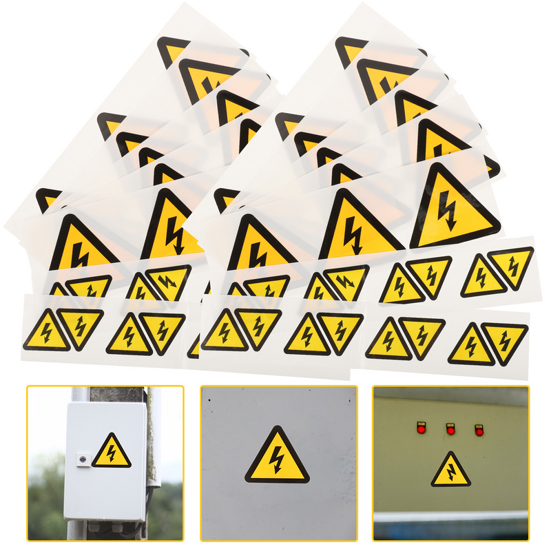 Stiker Label listrik peringatan tanda Label petir 30 buah stiker Label keamanan pabrik ruang stiker tegangan tinggi