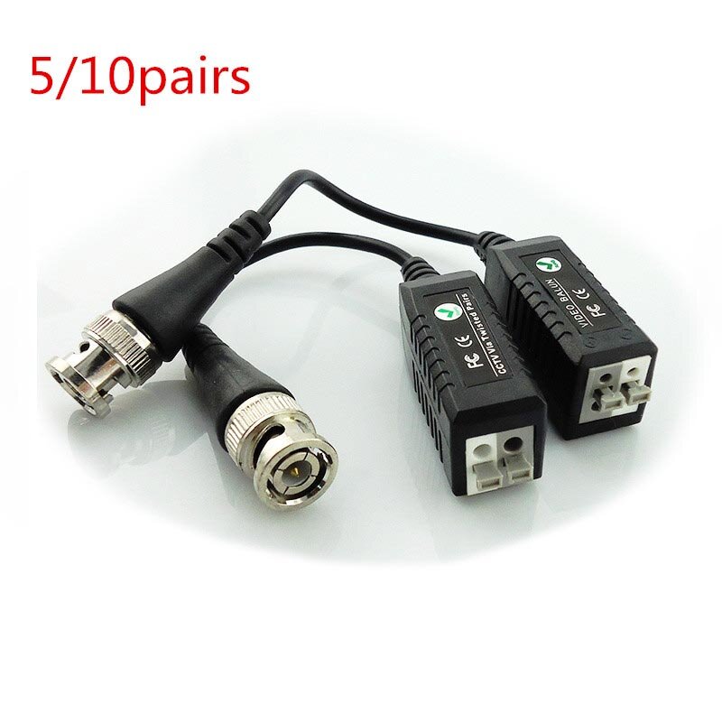 5/10pairs Enhanced Twisted Bnc Cctv Video Balun Passive audio camera Transceiver Utp Balun Bnc Mail To Cat5 Cctv Cable L19
