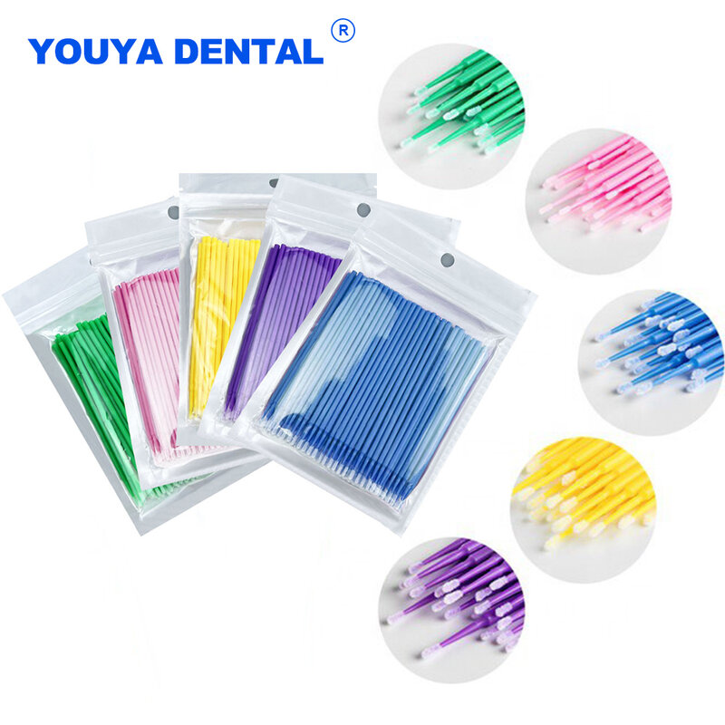 100 pçs/saco descartável microbrush dental longo micro aplicador escova odontologia oral extensão odontologia ferramentas clareamento dos dentes