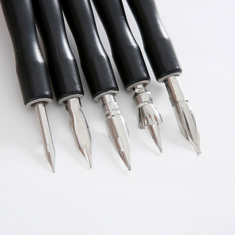 قلم كوميك مع كرتون ، كاريكاتير غمس ، حامل قلم بلاستيكي ، مجموعتان ، 12 مقبض