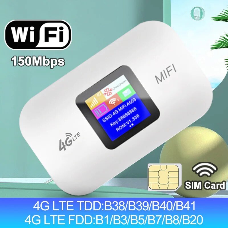 4G LTE 라우터 무선 와이파이 휴대용 모뎀 미니 야외 핫 스팟 포켓 Mifi 150mbps Sim 카드 슬롯 리피터 3000mah